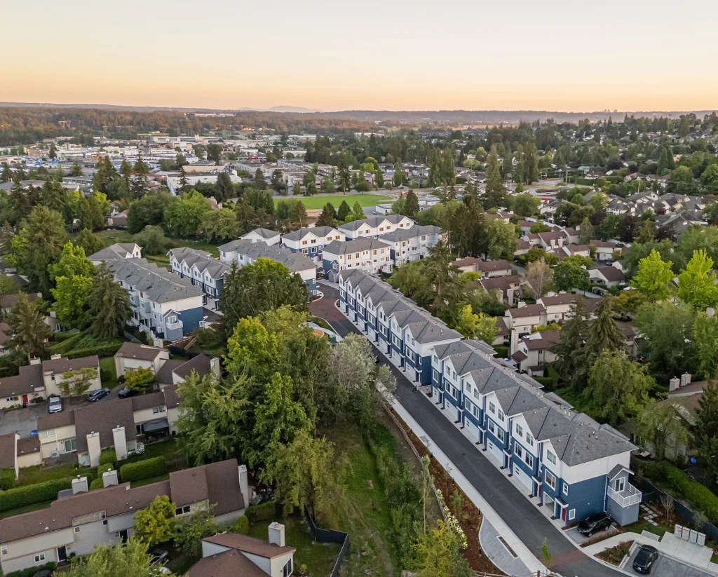 Aerial view of Park & Maven townhomes