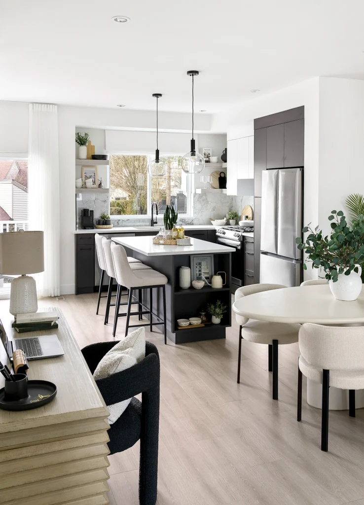 Interior kitchen view of Park & Maven townhomes